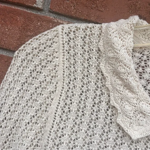 GAP x DOEN Linen-Blend Pointelle Cardigan in Chino Beige Size XS - Picture 4 of 12